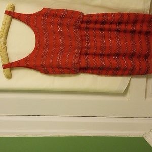 Aqua sequin orange shirt dress, size L.